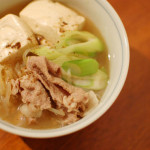 家飲み献立　1/29　肉豆腐、白菜のスープ。