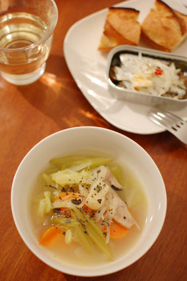 野菜スープ　白ワイン　献立