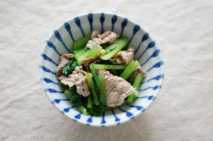小松菜と豚肉の和え物