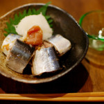 秋刀魚の梅煮、里芋の味噌汁献立。