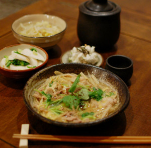 豚とごぼうの柳川煮献立