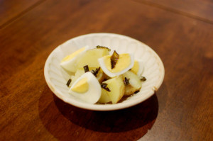 新じゃがとゆで卵の葱油和え