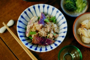 蒸しなすとツナのおろし和え