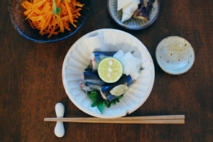 秋刀魚のしょうが蒸し献立