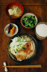 豚の梅照り焼き献立