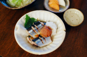 秋刀魚の梅蒸し献立