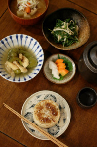 焼き大根、ピーマンの丸煮献立