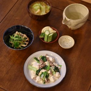 豆腐と小松菜の塩炒め献立